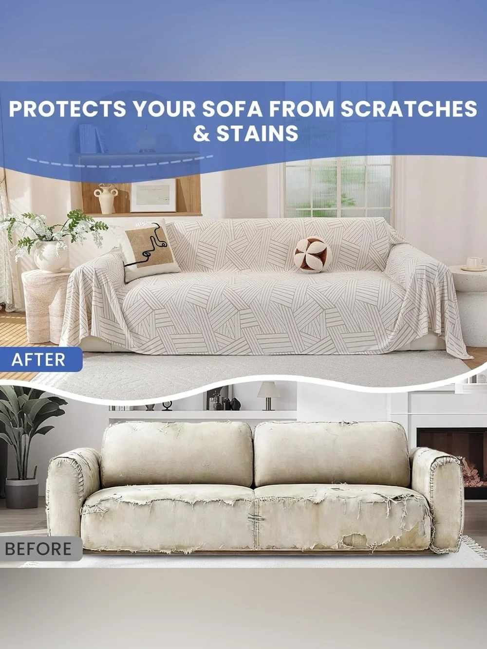 🆕 Neutral Geometric Sofa/Bedding Throw Cover - Sage Green & Beige - 2 Available!